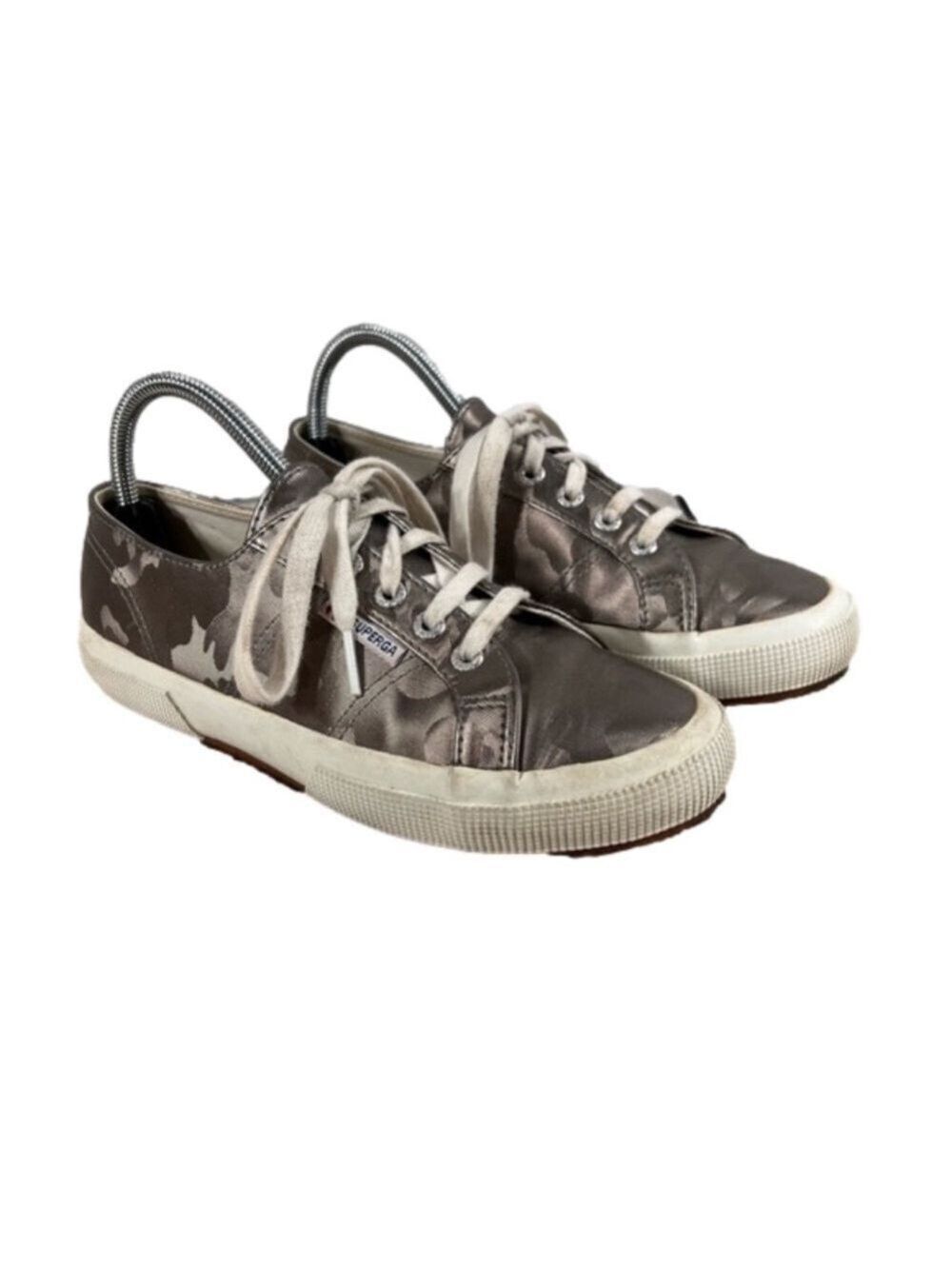 Superga Women's Silver Metallic Camo Print Sneakers Size 7.5